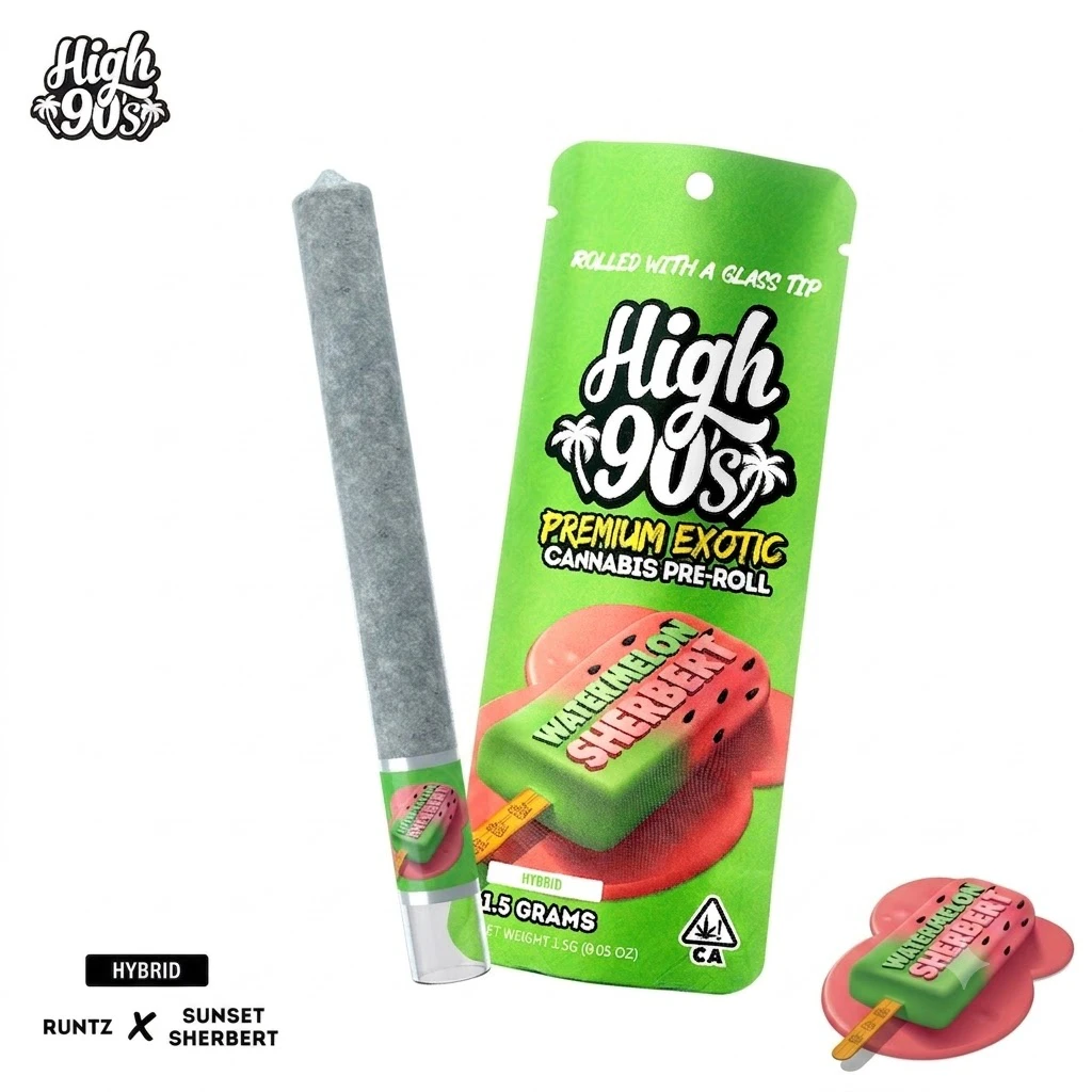 HIGH 90s - High 90s - Preroll - Indoor - Watermelon Sherbert - 1g p Main Image