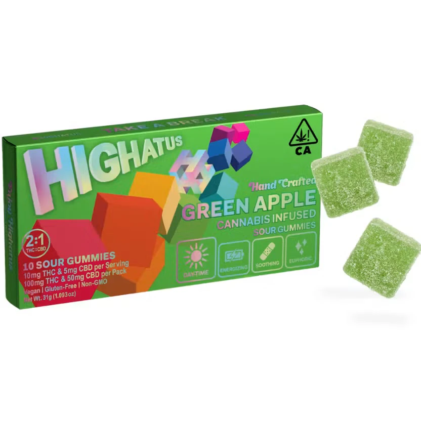 Highatus - Highatus - Green Apple CBD Sour Gummies 10pk Main Image