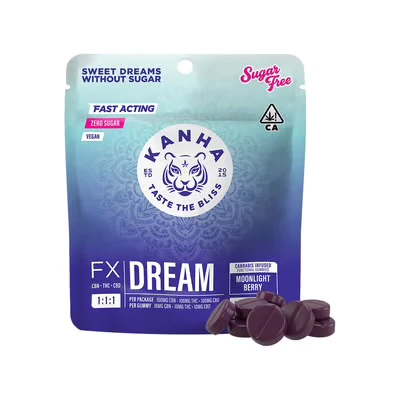 KANHA - KANHA - FX - 1:1:1 CBN:THC:CBD Dream Sugar Free Moonlight Berry 300mg (10 Units x 10mg CBN : 10mg THC : 10mg CBD) Gummy Main Image