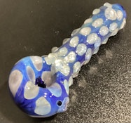 Blue Colored Silver Fumed Marbles Glass Pipe