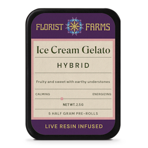 FLORIST FARMS - Florist Farms - Ice Cream Gelato - Live Resin Infused - .5g 5pk - 43% THC - Pre-Roll
