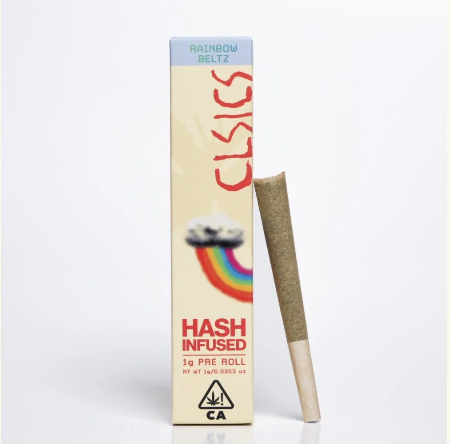 CLSICS Rosin & Rosin Infused Pre Rolls - CLSICS - Rainbow Beltz - Hash Infused Preroll - 1g - (Hybrid) Main Image