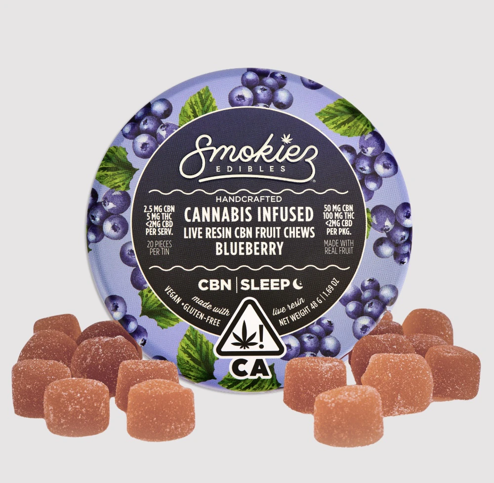 Smokiez Edibles - Smokiez - Blueberry - Live Resin Sleep Chews - 100mg THC-50mg CBN - 20ct - (Indica) Main Image