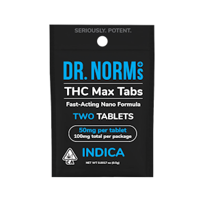 DR NORM'S - [Dr. Norm's] THC Max Tablet 2 Pack - 100mg - Indica (I)