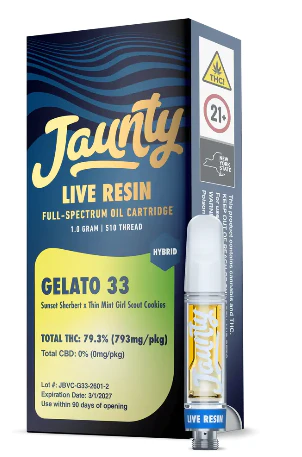 Jaunty - GELATO 33 LIVE RESIN VAPE CART - JAUNTY - 1g Main Image