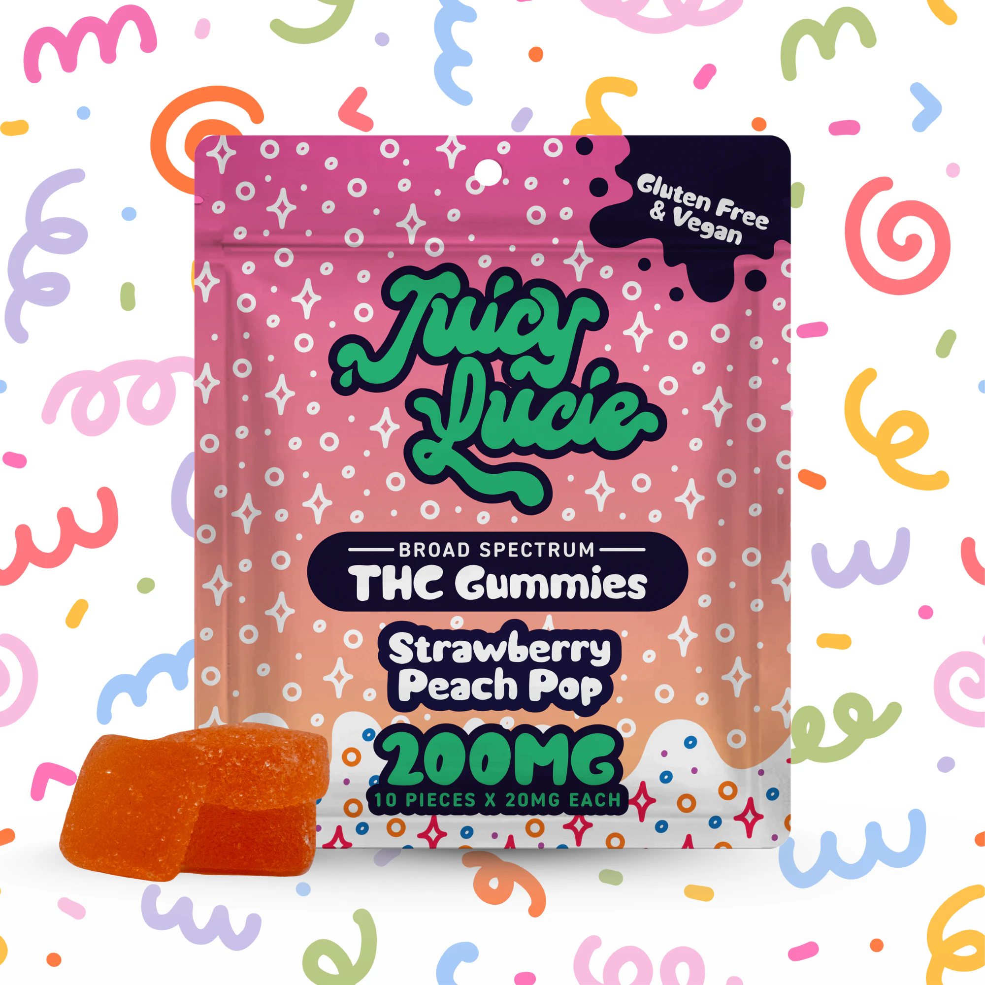 Juicy Lucie - Juicy Lucie | Strawberry Peach Pop Gummies | 200mg Main Image