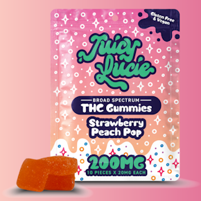 Juicy Lucie Strawberry Peach Pop Gummies 200mg (Vegan)