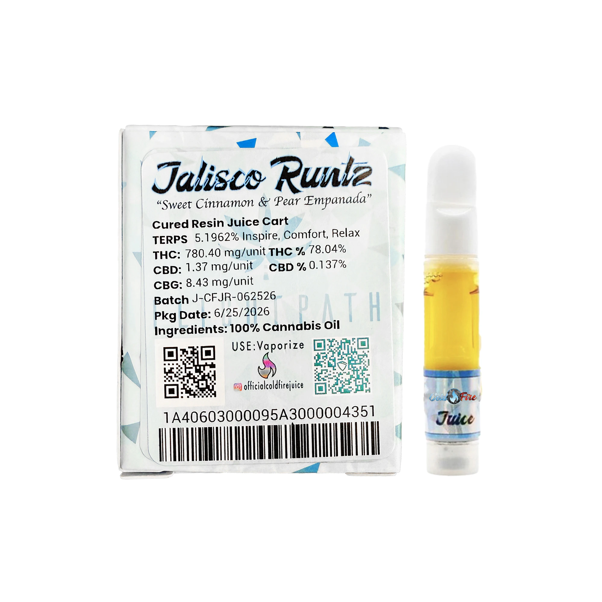 COLD FIRE - ColdFire x Flight Path Jalisco Runtz Cured Resin Juice Cartridge 1.0g Main Image