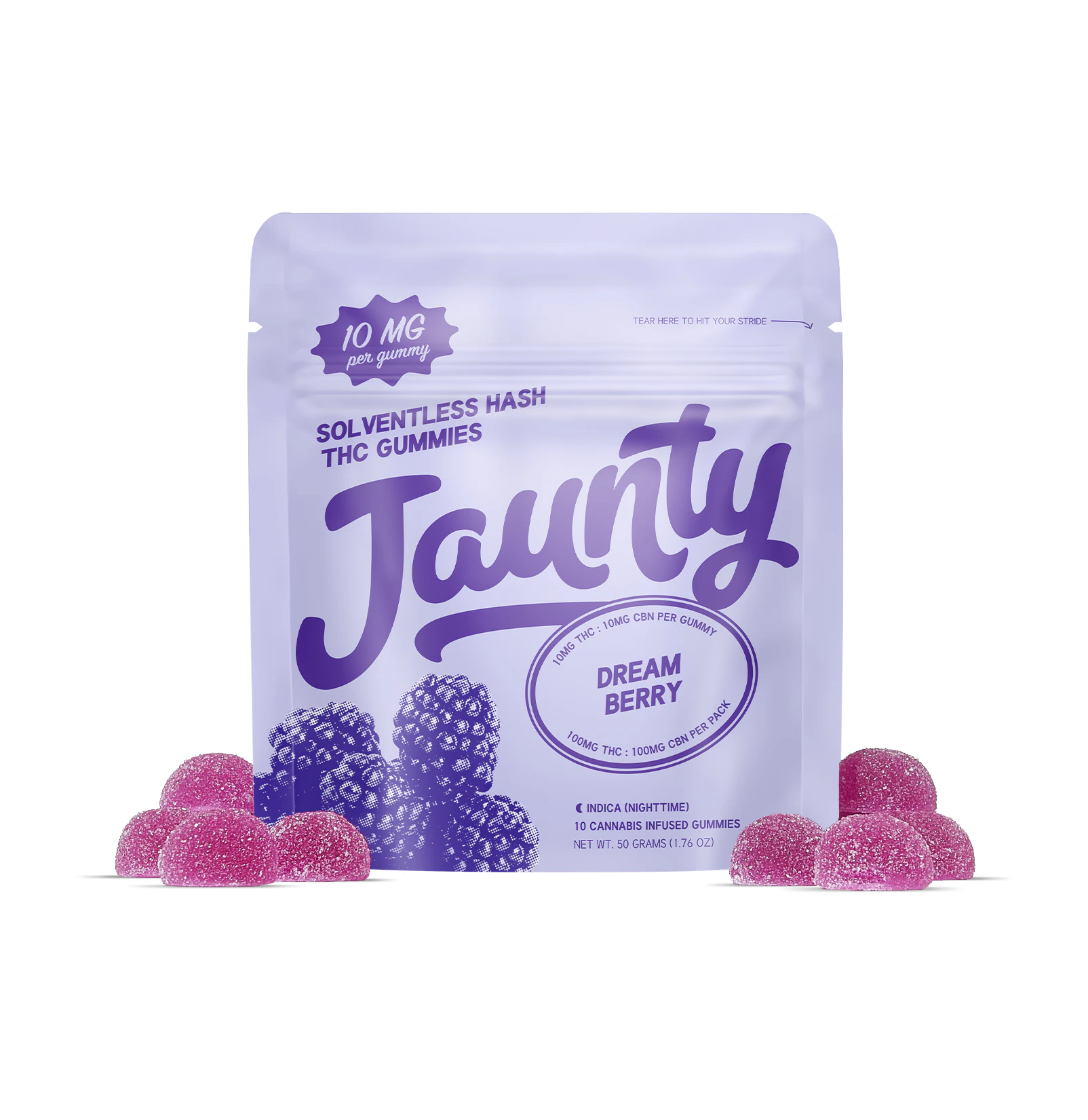 Jaunty - Jaunty | Dreamberry 1:1 (THC:CBN) | Hash Gummies | 100mg Main Image