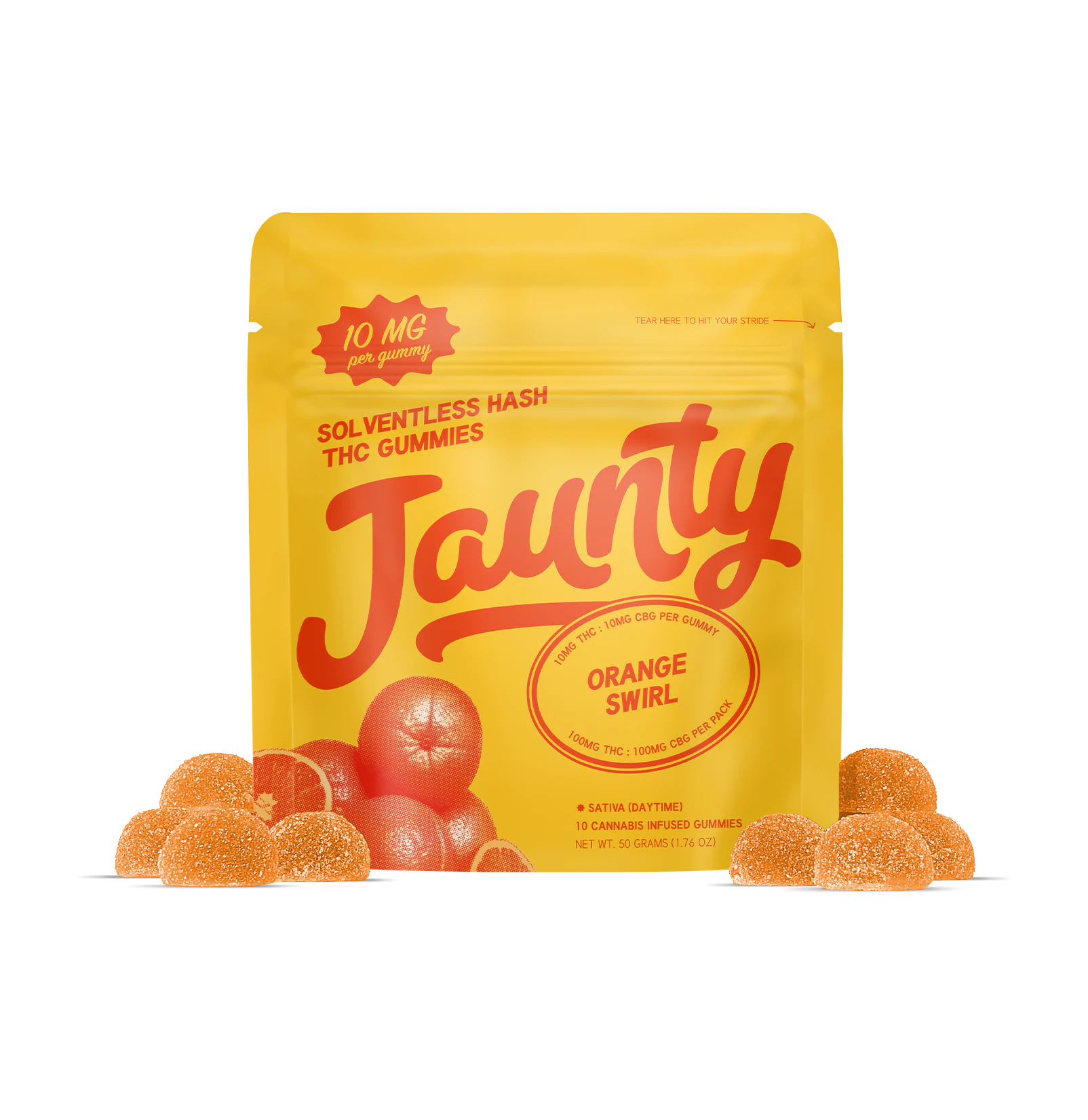 Jaunty - Jaunty | Orange Swirl 1:1 (THC:CBG) | Hash Gummies | 100mg Main Image