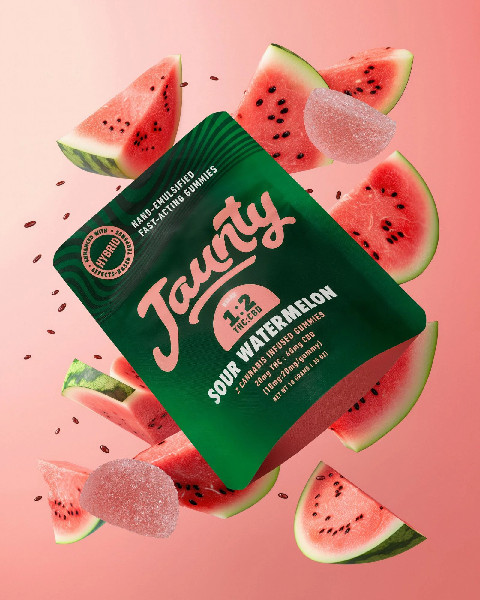 Jaunty - Jaunty - Sour Watermelon - Fast Acting Gummy - 2 x 10mg Main Image