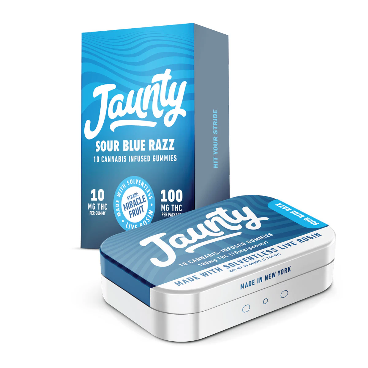 Jaunty - Jaunty | Edible | Live Rosin Gummies - Sour Blue Razz x Miracle Fruit | 100mg, 10 Main Image