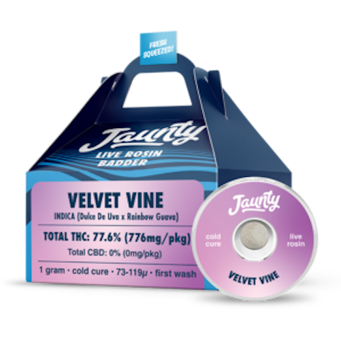 Jaunty - Velvet Vine-Indica- Live Rosin Badder 1g- Jaunty -Refrigerator