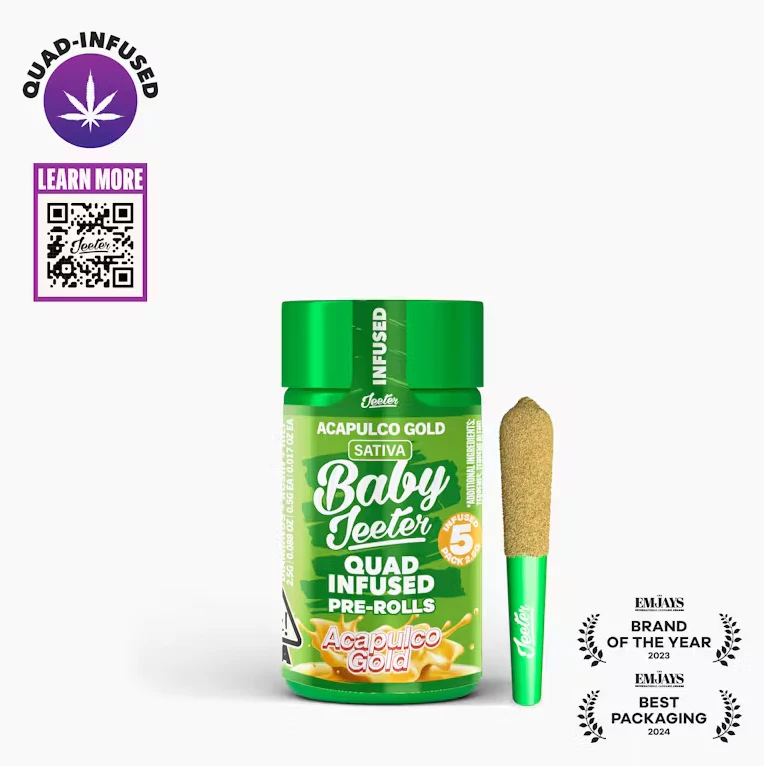 Jeeter - BABY JEETER - Infused Prerolls - Acapulco Gold - Quad Infused - 5PK - 2.5G Main Image