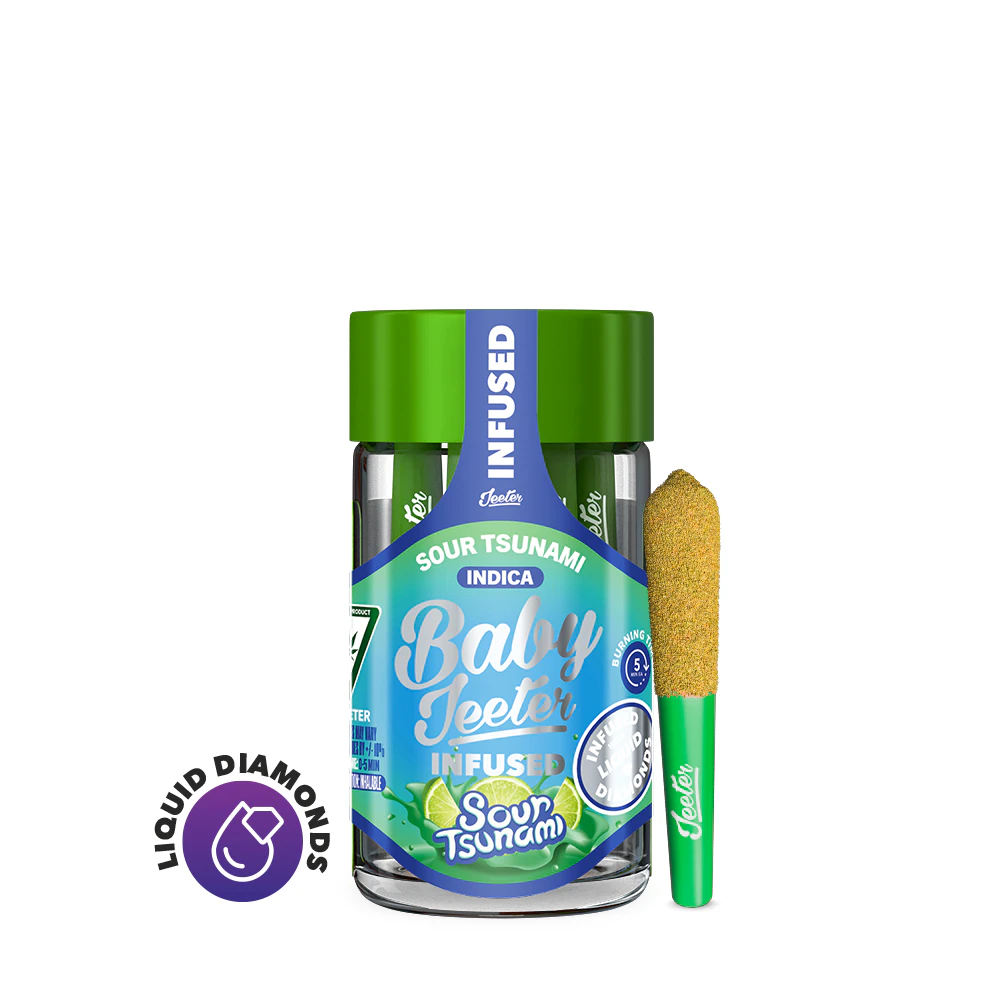 Jeeter -  Jeeter-Baby Jeeter-Blueberry Kush-Indica-Infused liquid Diamonda-infused Pre roll-37.65%-2.5g Main Image