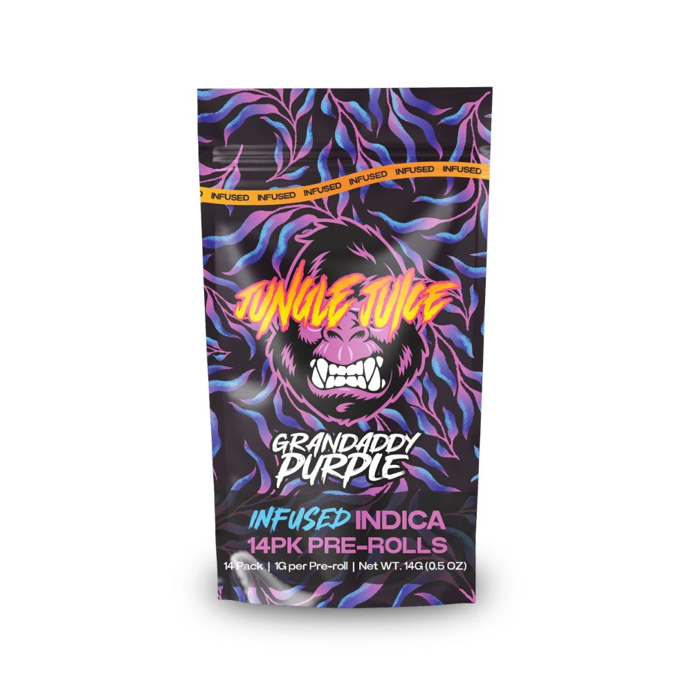 Jungle Juice - Grandaddy Purple 14pk Infused Prerolls (14g total/1g each) - JUNGLE JUICE Main Image