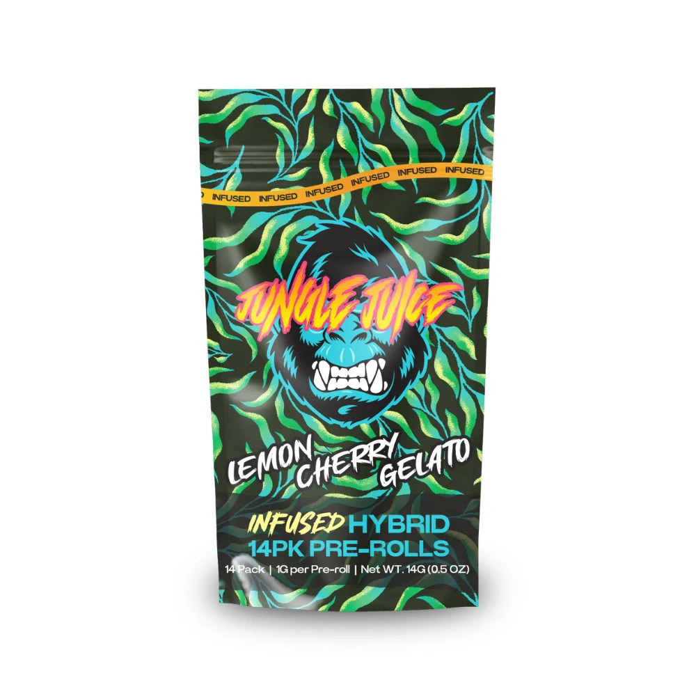 Jungle Juice - Lemon Cherry Gelato 14pk Infused Prerolls (14g total/1g each) - JUNGLE JUICE Main Image