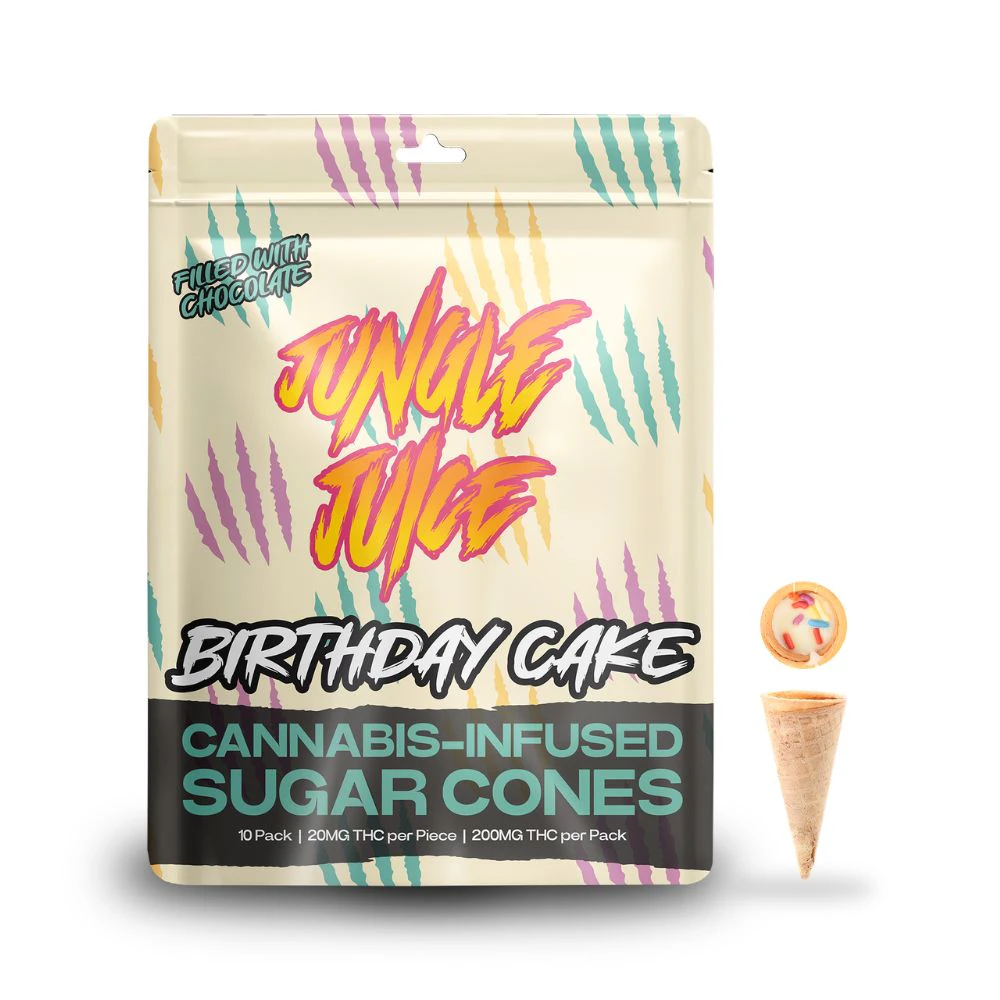 Jungle Juice - Birthday Cake 200mg Chocolate Filled Sugar Cones (10x20mg) - JUNGLE JUICE Main Image