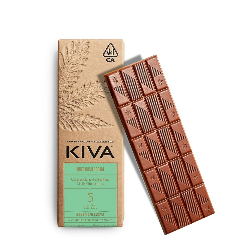 Kiva Confections - BAR - MILK CHOCOLATE MINT IRISH CREAM 100MG - KIVA CONFECTIONS Main Image