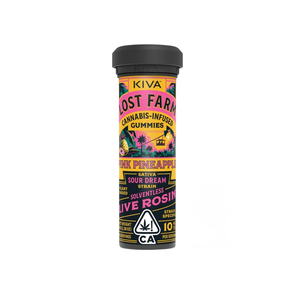 Kiva Confections - LOST FARM ROSIN GUMMIES - PINK PINEAPPLE 100MG (SOUR DREAM) - KIVA CONFECTIONS Main Image