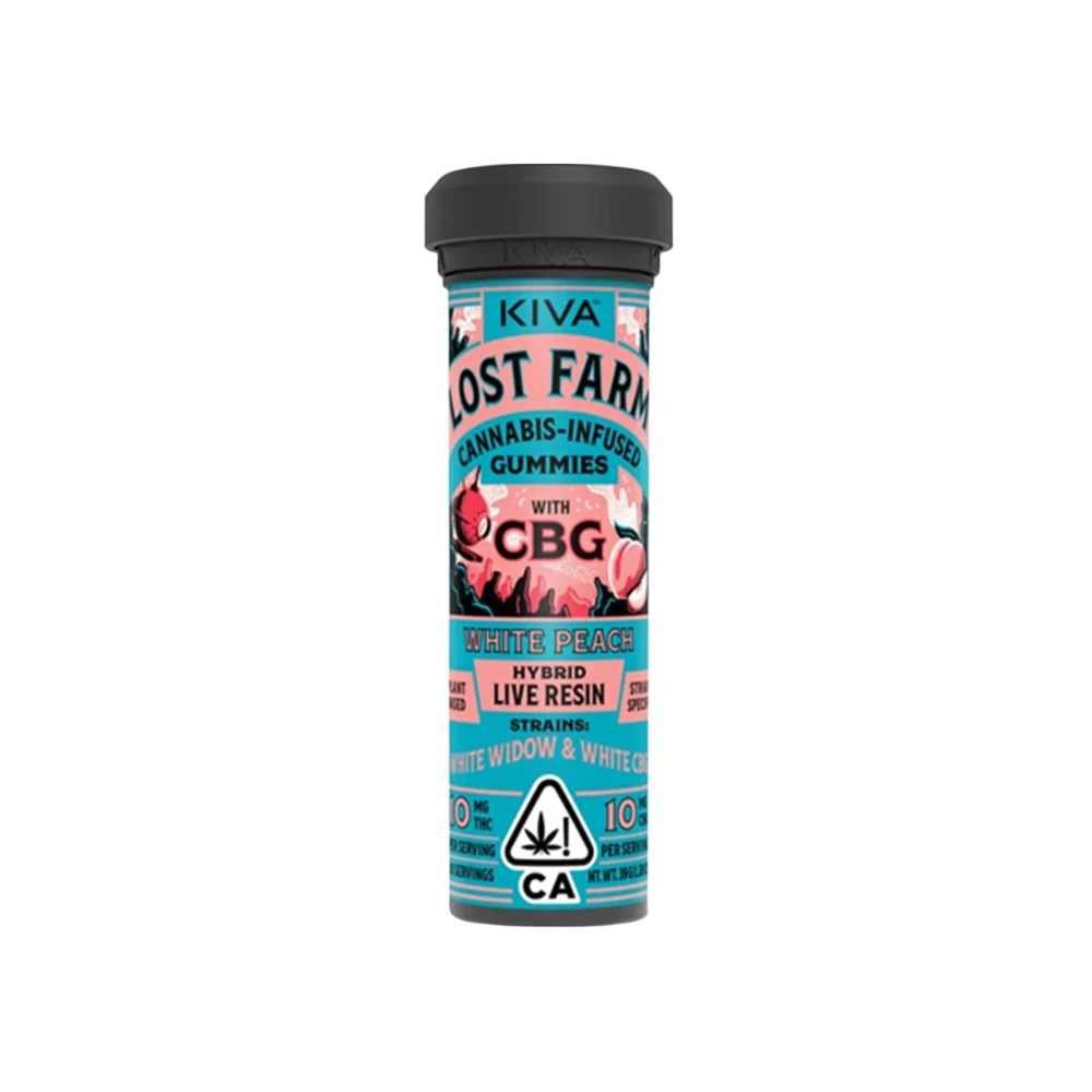 Kiva Confections - LOST FARM GUMMIES - 1:1 CBG WHITE PEACH 100MG (WHITE WIDOW x WHITE CBG) - KIVA CONFECTIONS Main Image