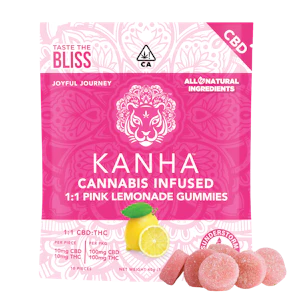 KANHA - Kanha - 100mg - 10ct Gummies - Pink Lemonade 1:1 CBD:THC