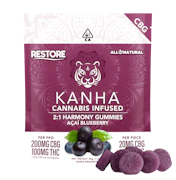 Kanha Nano - 100mg - 10ct Gummies - 2:1 CBG:THC Acai Blueberry