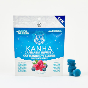 KANHA - Kanha - Blue Raspberry Tranquility 1:1:1 CBN:CBD:THC Gummies 150mg