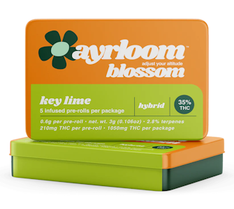 AYRLOOM - Key Lime | Infused Pre-rolls | 0.6g 5-pack | Ayrloom