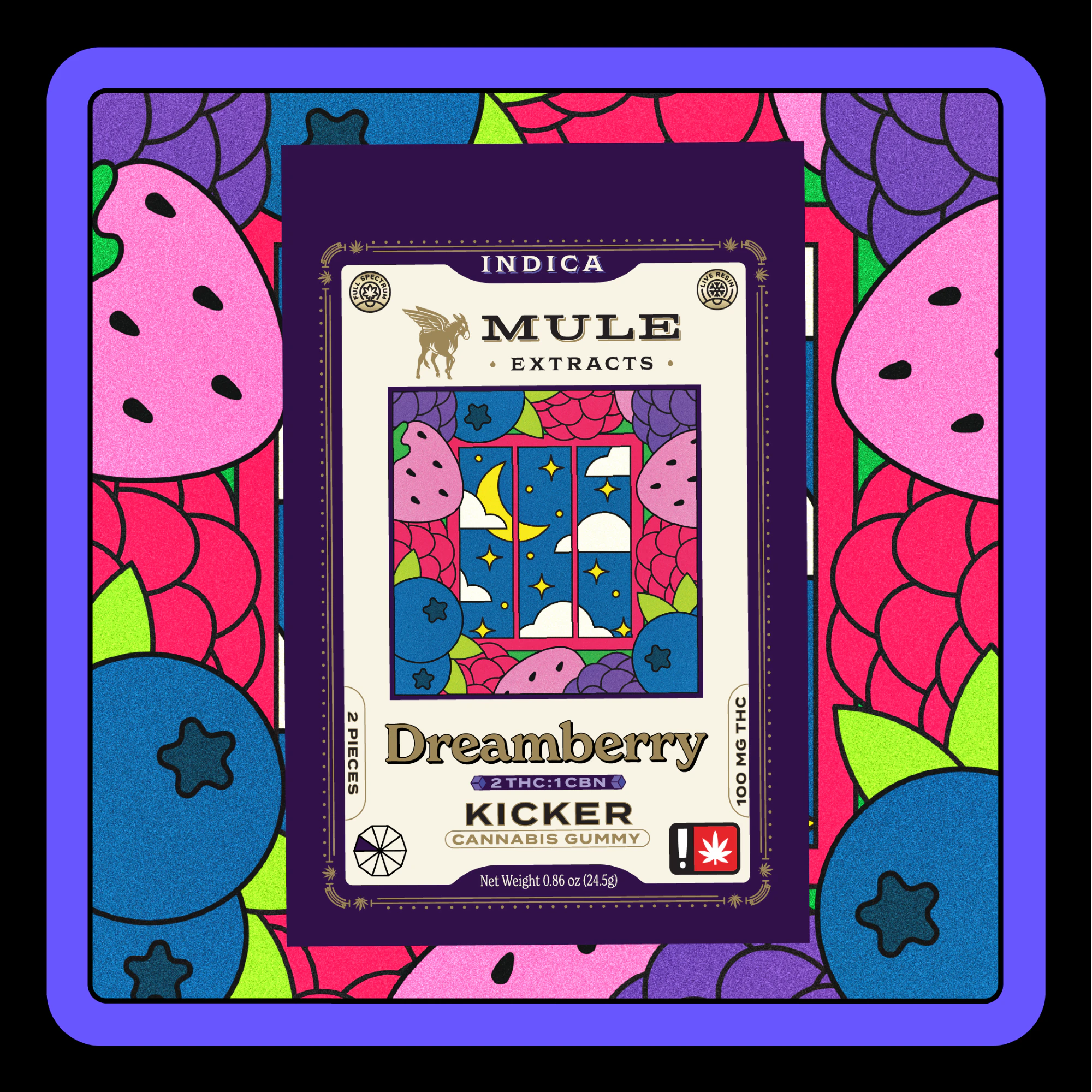Mule Extracts - Mule | Dreamberry | 2:1 THC:CBN 2-Piece Gummy Main Image