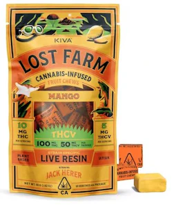 KIVA - Kiva Lost Farms Live Resin Chews Mango Jack Herer THCV 1:2