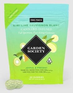 GARDEN SOCIETY - Garden Society Kiwi Lime Sauvignon Blanc THCV:THC Gummies (Kiva)