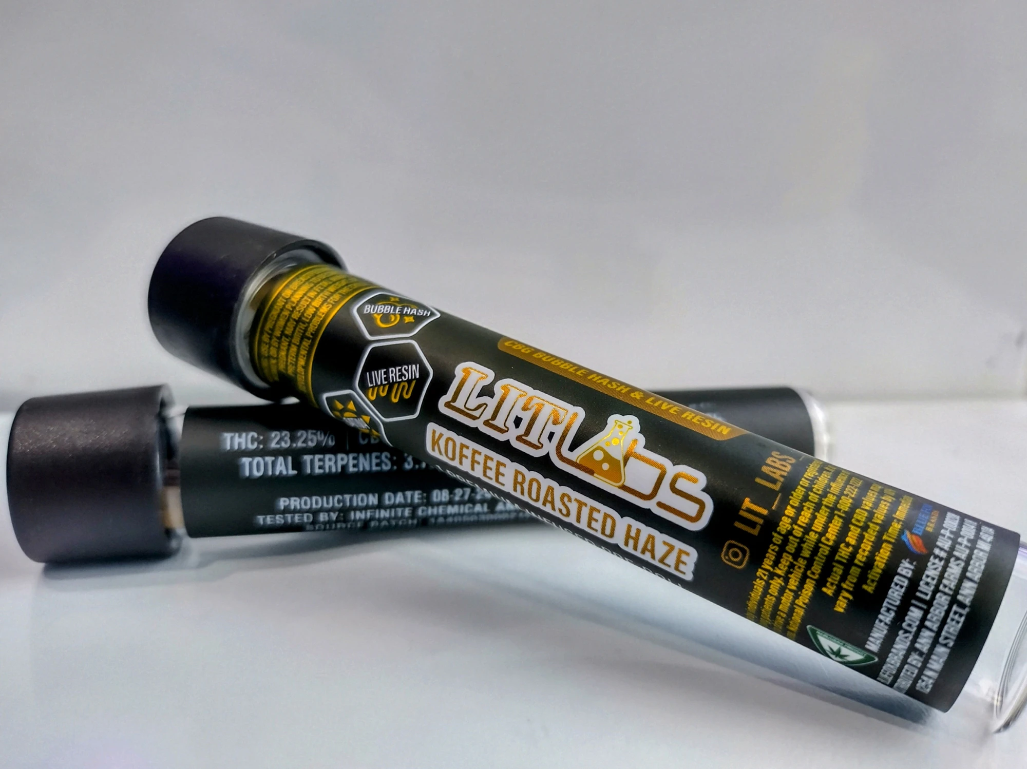 Lit Labs - Koffee Roasted Haze 1.2g Live Resin + CBG Bubble Hash Infused Preroll Main Image