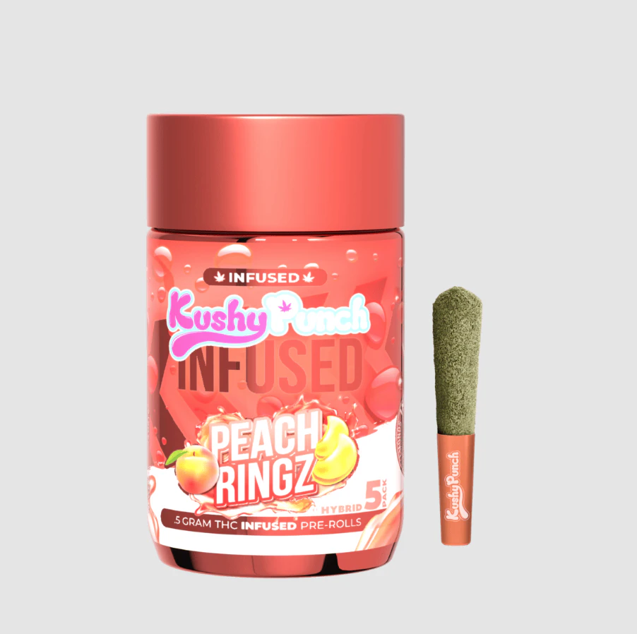 Kushy Punch - Kushy Punch Infused 5pk Prerolls 2.5g Peach Ringz Main Image