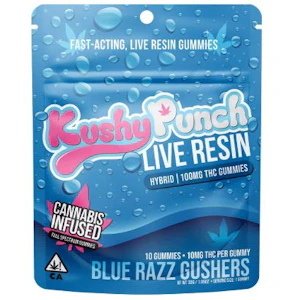 KUSHY PUNCH - Kushy Punch Live Resin 10pk Gummies Blue Razz Gushers