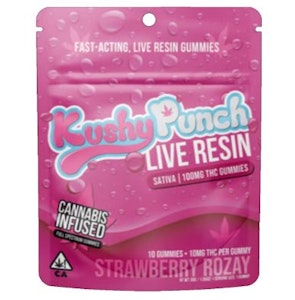 KUSHY PUNCH - Kushy Punch Live Resin 10pk Gummies Strawberry Rozay