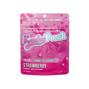 KUSHY PUNCH - INDIVIDUAL - SATIVA STRAWBERRY 100MG - KUSHY PUNCH