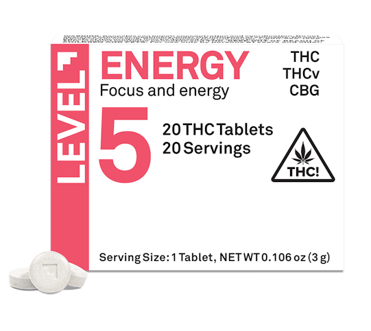 LEVEL+ - Protab Energy -Focus- 2:1:2 100 THC:50 CBG:100 THCV | 20pk Tablets (Edible) | LEVEL  -oo5 middle 4