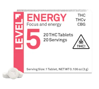 LEVEL -  LEVEL 5 ENERGY (THC:THCV:CBG) 20pk - 100mg Edible