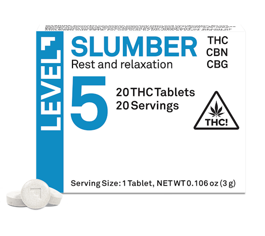 LEVEL+ - Slumber -Rest- 2:2:1 100mg THC:100mg CBN:50mg CBG | 20pk Tablets (Edible) | LEVEL   -oo5 back