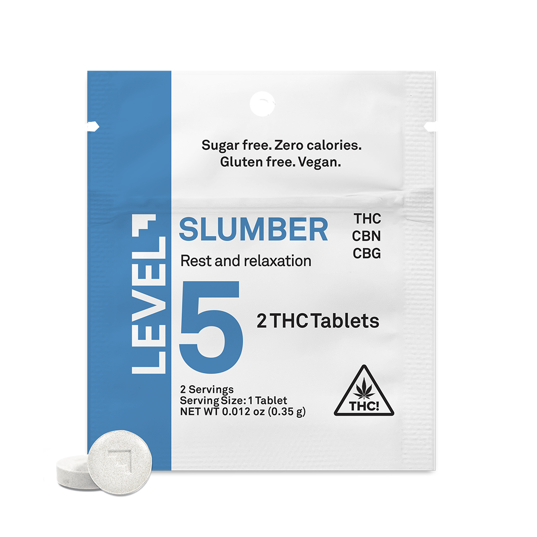 LEVEL 5 SLUMBER THC:CBN:CBG Tablets 2pk Mylar Bag - 10mg Edible