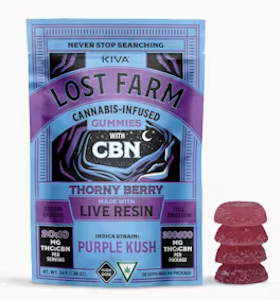 Lost Farms - Lost Farms-Thorny Berry-Purple Kush-High Dose-Live Resin-Gummies-10 Pieces-200mg THC/100mg CBN