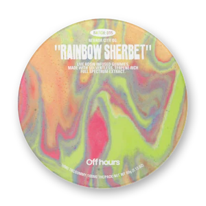 OFF HOURS - Off Hours - Nevada City OG “Rainbow Sherbet” - Live Rosin - 100mg - 10mg x 10ct - Edibles