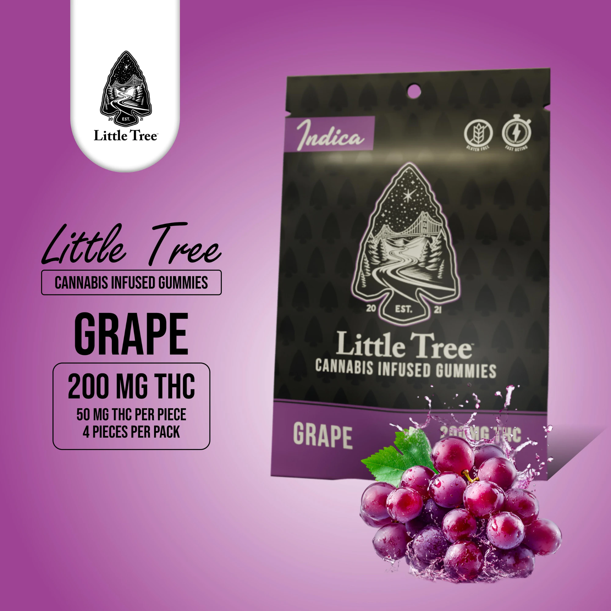 Little Tree - Little Tree | Grape | 4pc x 50mg Main Image