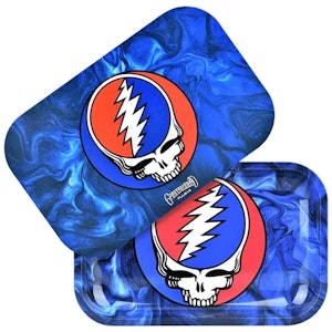 LUV BUDS - 11"x7" Pulsar x Grateful Dead Metal Rolling Tray w/Magnetic Lid Steal Your Face Swirls