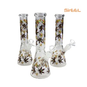 SirEEL - 10" 420 Rasta Leaf Beaker Bong w/Matching Downstem