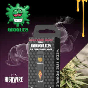 Giggles Puffs Hash Rosin Infused Disposable Lemon Cherry Gelato 2g