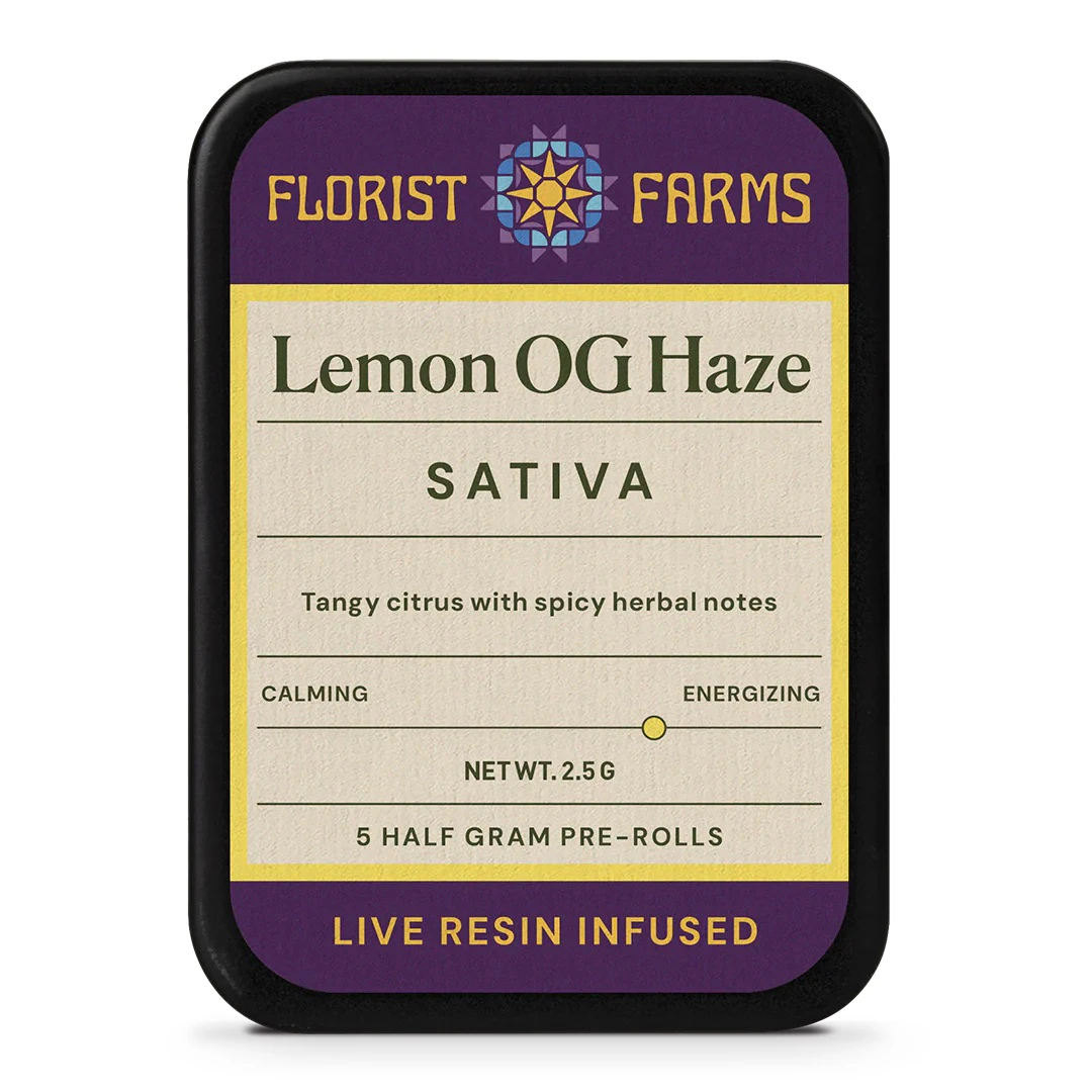Florist Farms - Lemon OG Haze | Infused Pre-rolls | 0.5g 5-pack | Florist Farms Main Image