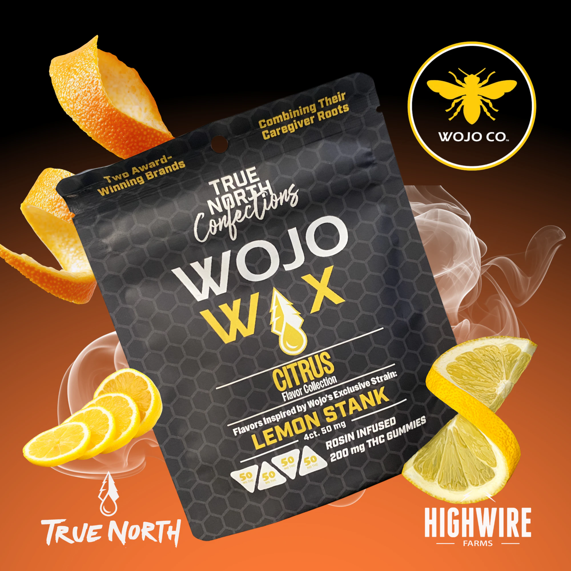 True North Collective MI - True North/WOJO Rosin Gummies Lemon Stank 200mg (4x50mg) Main Image