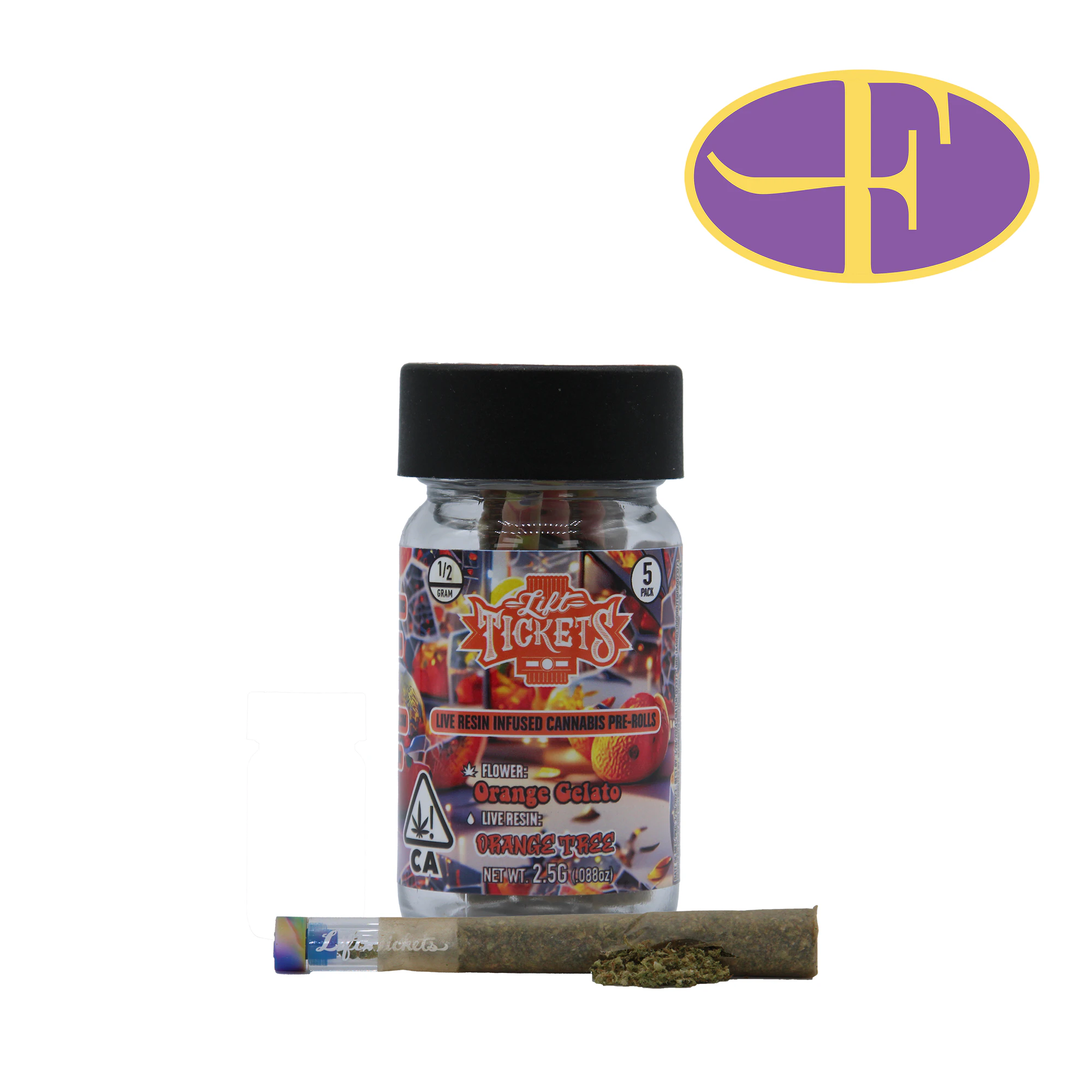 Lift Tickets - Orange Gelato x Orange Tree Infused Pre-Roll Pack (5pk) Main Image